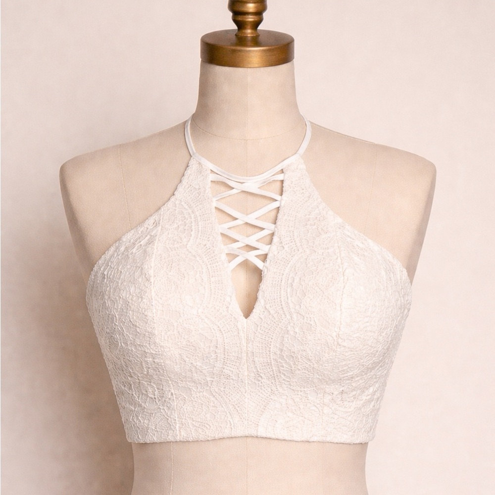 Stella Laguna Beach Ivory Lace Crop Top
